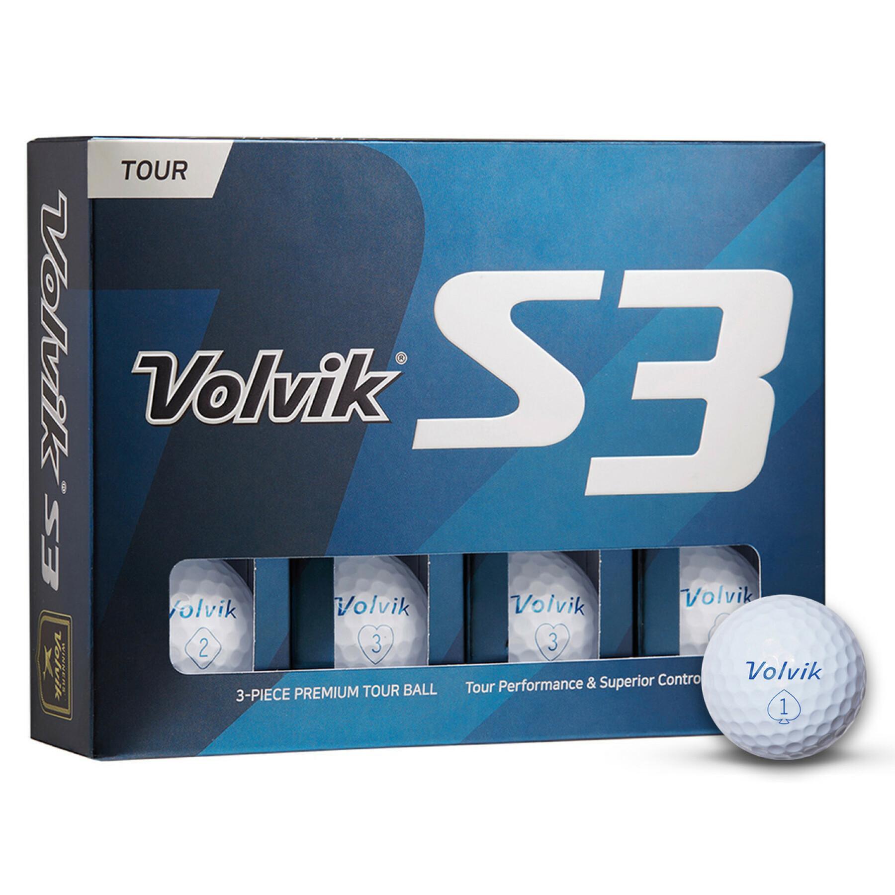 Pacote de 12 bolas de golfe Volvik DZ S3
