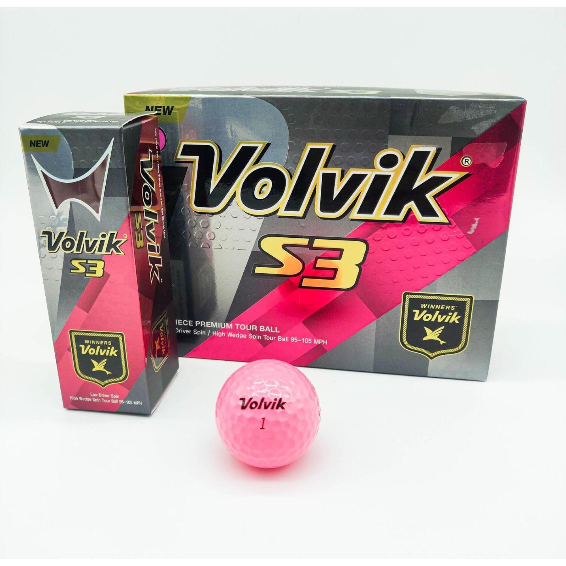 Pacote de 12 bolas de golfe Volvik DZ S3