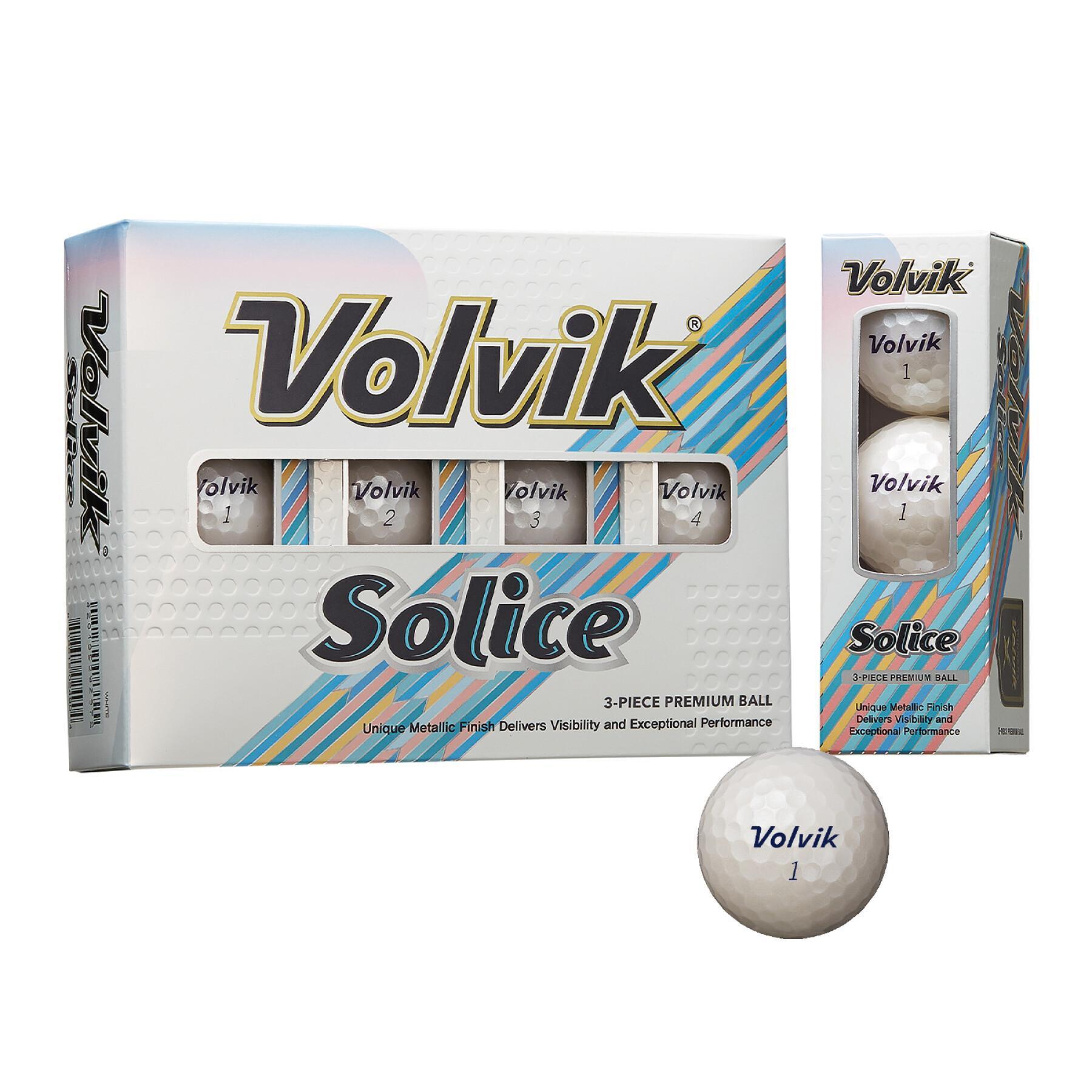 Pacote de 12 bolas de golfe Volvik Solice blanche