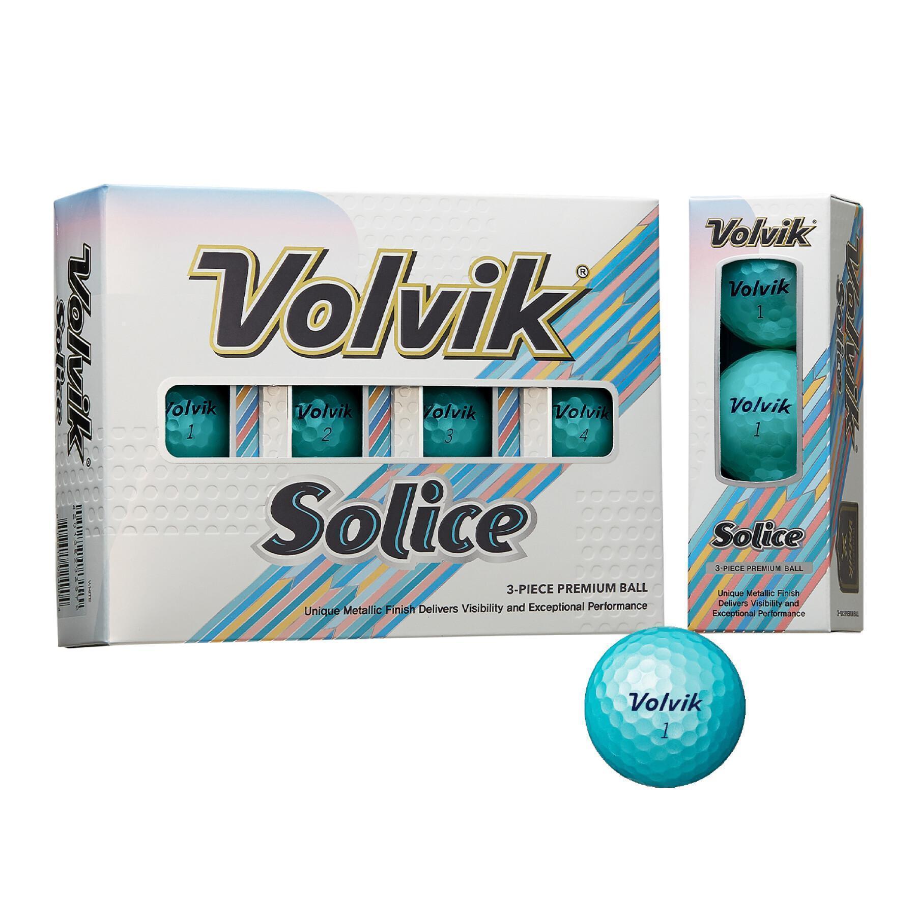 Pacote de 12 bolas de golfe Volvik Solice bleue